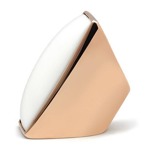 GL164 - IP Rose Gold(Ion Plating) Brass Ring with Synthetic Synthetic Stone in White-3