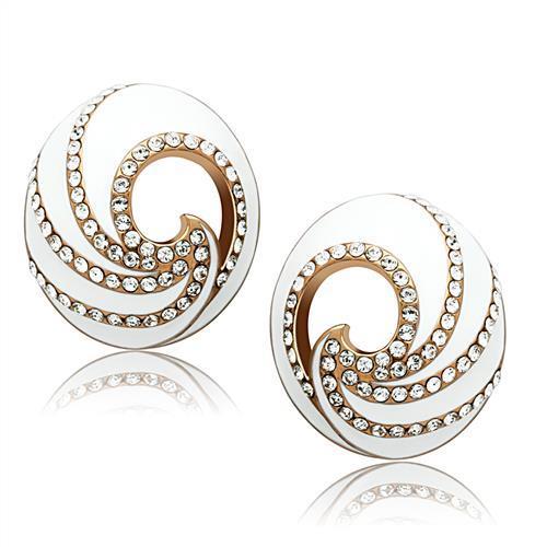 GL165 - IP Rose Gold(Ion Plating) Brass Earrings with Top Grade Crystal  in Clear-0