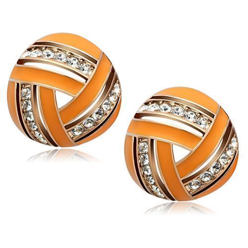 GL167 - IP Rose Gold(Ion Plating) Brass Earrings with Top Grade Crystal  in Clear-0