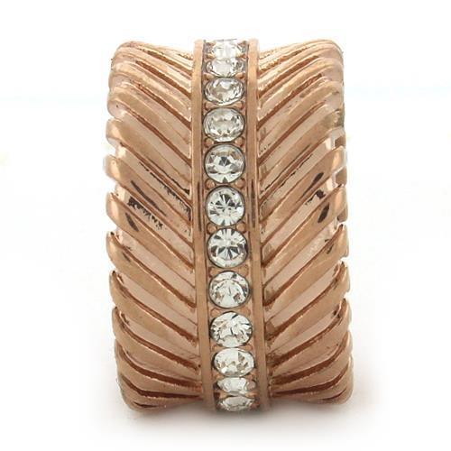GL202 - IP Rose Gold(Ion Plating) Brass Ring with Top Grade Crystal  in Clear-2