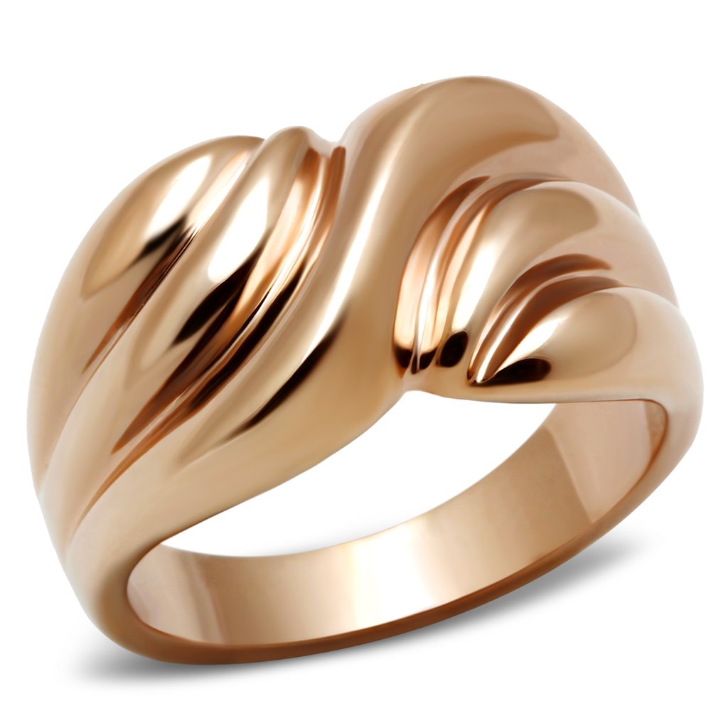 GL214 - IP Rose Gold(Ion Plating) Brass Ring with No Stone-0