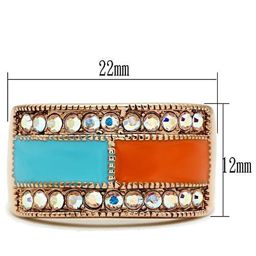 GL221 - IP Rose Gold(Ion Plating) Brass Ring with Top Grade Crystal  in Clear-1