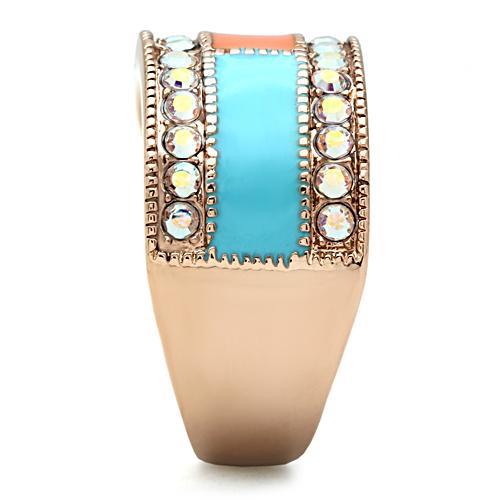 GL221 - IP Rose Gold(Ion Plating) Brass Ring with Top Grade Crystal  in Clear-3