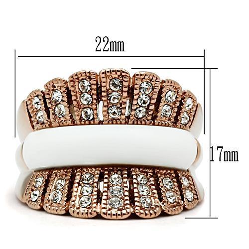 GL223 - IP Rose Gold(Ion Plating) Brass Ring with Semi-Precious Agate in White-1