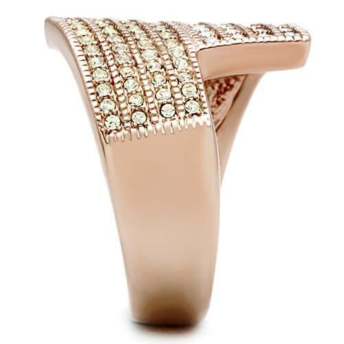 GL229 - IP Rose Gold(Ion Plating) Brass Ring with Top Grade Crystal  in Multi Color-3