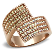 GL229 - IP Rose Gold(Ion Plating) Brass Ring with Top Grade Crystal  in Multi Color-0