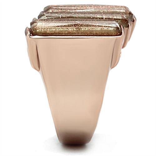 GL231 - IP Rose Gold(Ion Plating) Brass Ring with Synthetic Spinel in Topaz-3