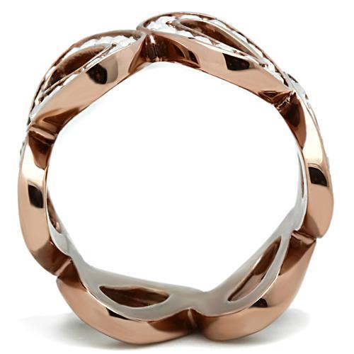 GL232 - IP Rose Gold(Ion Plating) Brass Ring with Top Grade Crystal  in Aurora Borealis (Rainbow Effect)-2