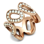 GL232 - IP Rose Gold(Ion Plating) Brass Ring with Top Grade Crystal  in Aurora Borealis (Rainbow Effect)-0
