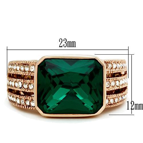 GL240 - IP Rose Gold(Ion Plating) Brass Ring with Synthetic Synthetic Glass in Blue Zircon-1