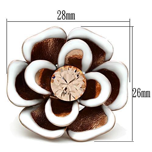 GL247 - IP Rose Gold(Ion Plating) Brass Ring with Top Grade Crystal  in Light Peach-1