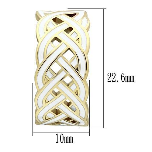 GL272 - IP Gold(Ion Plating) Brass Earrings with Epoxy  in White-1