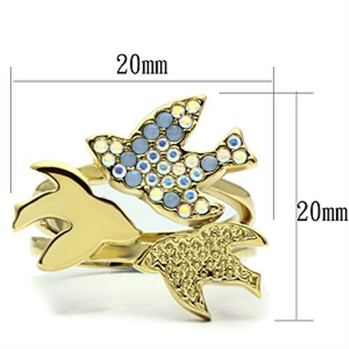 GL277 - IP Gold(Ion Plating) Brass Ring with Top Grade Crystal  in Multi Color-1