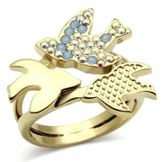 GL277 - IP Gold(Ion Plating) Brass Ring with Top Grade Crystal  in Multi Color-0