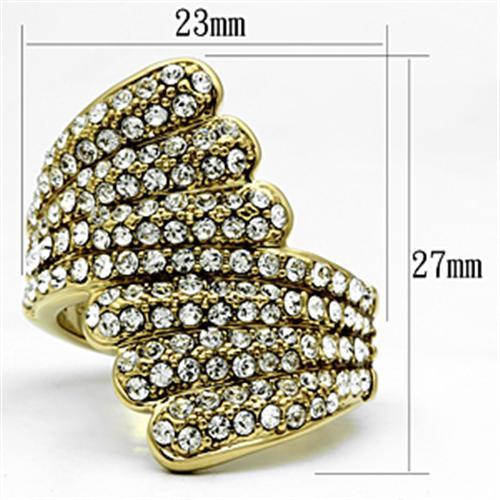 GL284 - IP Gold(Ion Plating) Brass Ring with Top Grade Crystal  in Clear-1