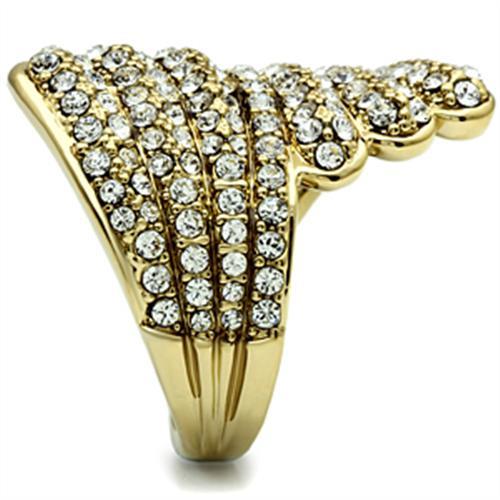 GL284 - IP Gold(Ion Plating) Brass Ring with Top Grade Crystal  in Clear-3