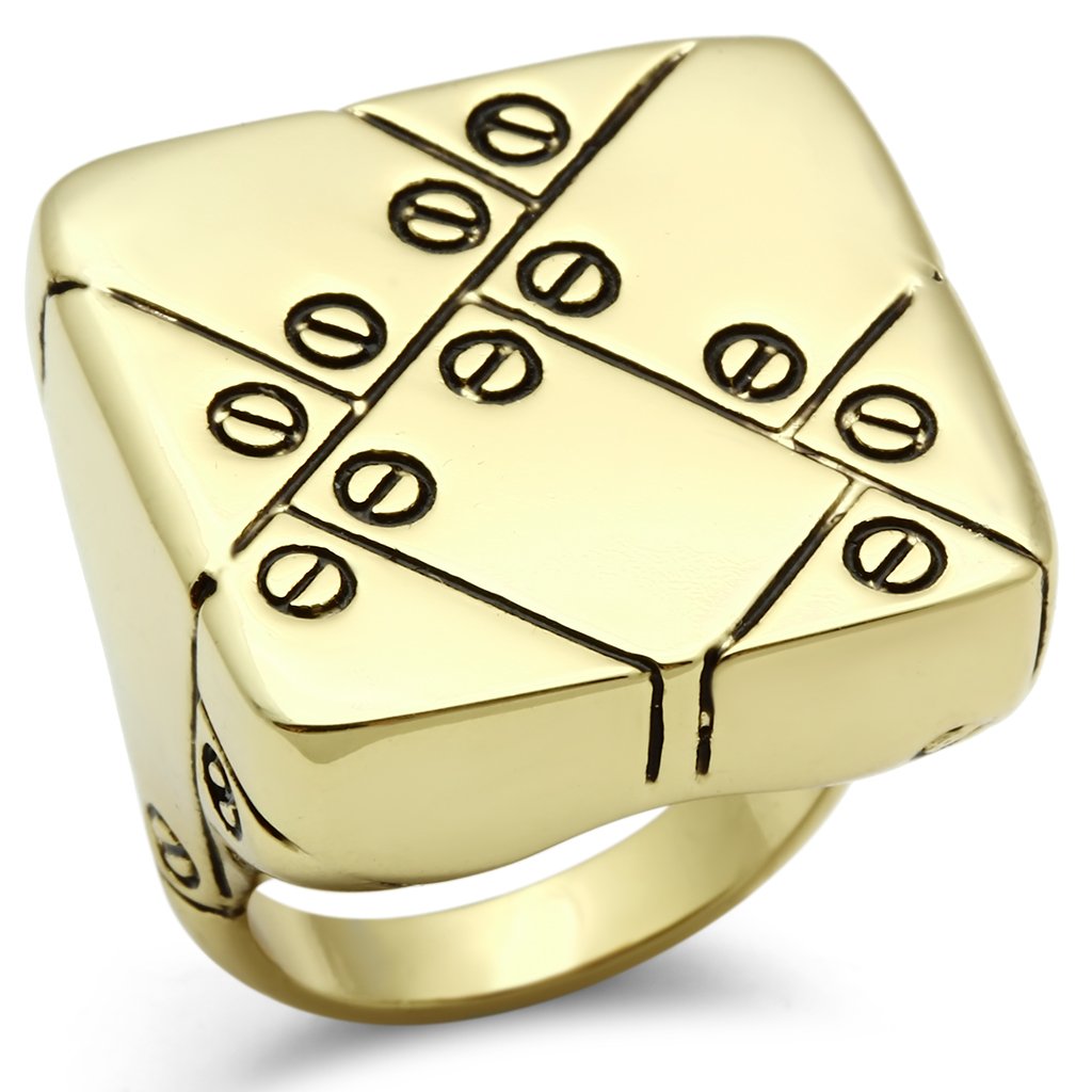GL287 - IP Gold(Ion Plating) Brass Ring with Epoxy  in Jet-0