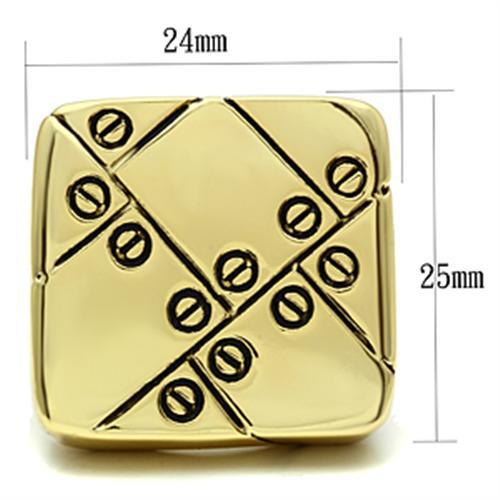 GL287 - IP Gold(Ion Plating) Brass Ring with Epoxy  in Jet-1
