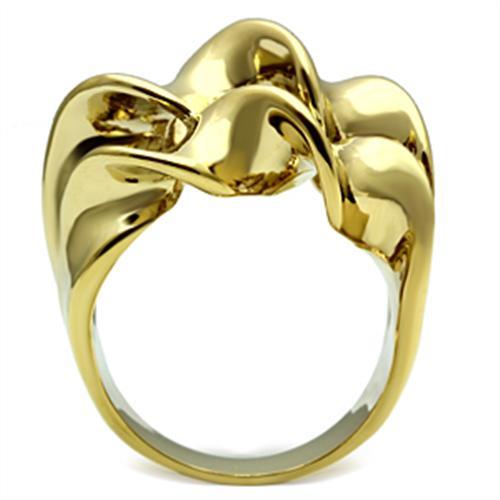 GL288 - IP Gold(Ion Plating) Brass Ring with No Stone-2