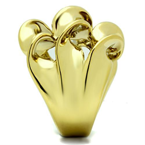 GL288 - IP Gold(Ion Plating) Brass Ring with No Stone-3