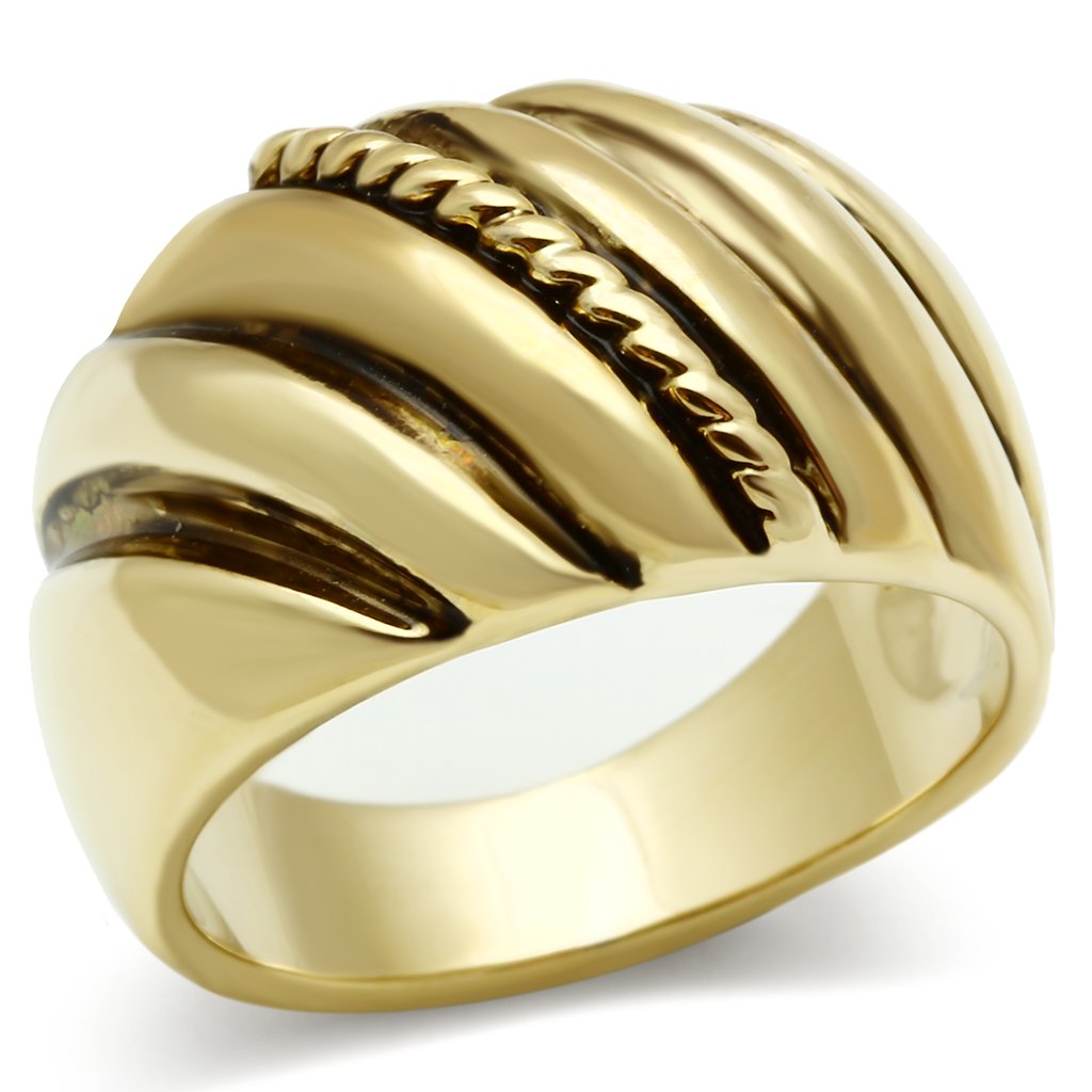 GL289 - IP Gold(Ion Plating) Brass Ring with Epoxy  in Jet-0