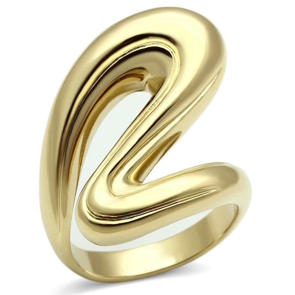 GL290 - IP Gold(Ion Plating) Brass Ring with No Stone-4