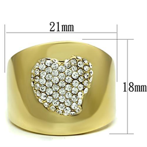 GL293 - IP Gold(Ion Plating) Brass Ring with Top Grade Crystal  in Clear-1