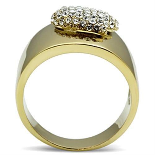 GL293 - IP Gold(Ion Plating) Brass Ring with Top Grade Crystal  in Clear-2