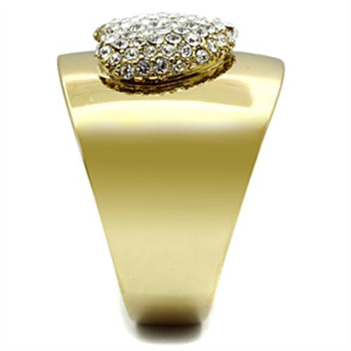 GL293 - IP Gold(Ion Plating) Brass Ring with Top Grade Crystal  in Clear-3