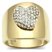GL293 - IP Gold(Ion Plating) Brass Ring with Top Grade Crystal  in Clear-0