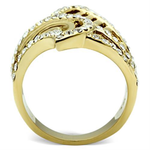 GL296 - IP Gold(Ion Plating) Brass Ring with Top Grade Crystal  in Clear-2