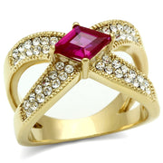 GL298 - IP Gold(Ion Plating) Brass Ring with AAA Grade CZ  in Ruby-0