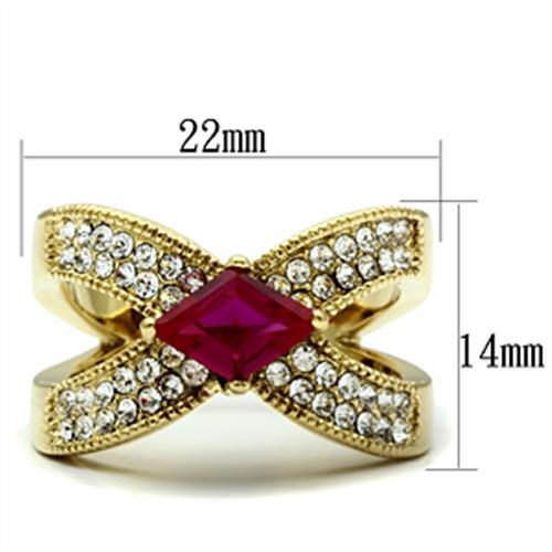 GL298 - IP Gold(Ion Plating) Brass Ring with AAA Grade CZ  in Ruby-1