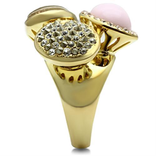 GL301 - IP Gold(Ion Plating) Brass Ring with Top Grade Crystal  in Multi Color-3