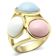 GL303 - IP Gold(Ion Plating) Brass Ring with Synthetic Synthetic Stone in Multi Color-0