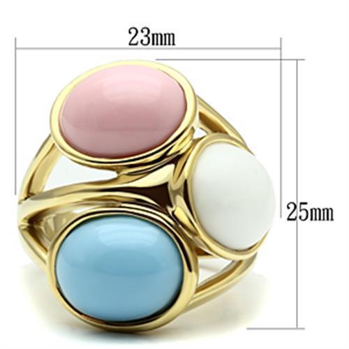 GL303 - IP Gold(Ion Plating) Brass Ring with Synthetic Synthetic Stone in Multi Color-1