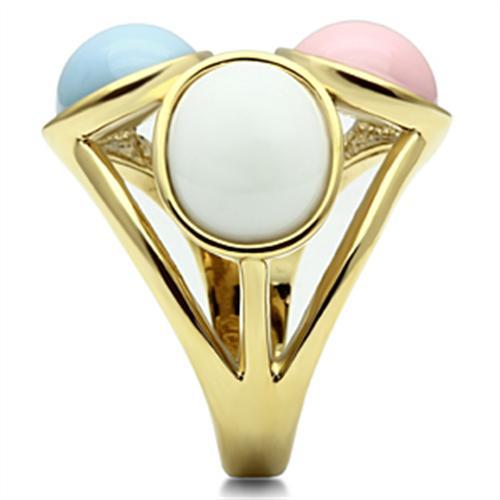 GL303 - IP Gold(Ion Plating) Brass Ring with Synthetic Synthetic Stone in Multi Color-3