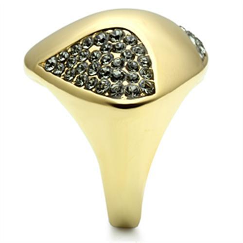GL311 - IP Gold(Ion Plating) Brass Ring with Top Grade Crystal  in Black Diamond-3