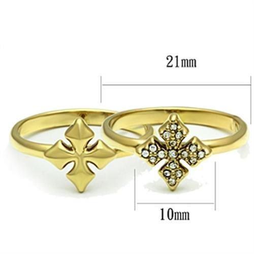 GL319 - IP Gold(Ion Plating) Brass Ring with Top Grade Crystal  in Clear-1