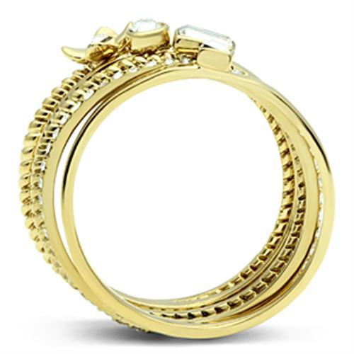 GL322 - IP Gold(Ion Plating) Brass Ring with Top Grade Crystal  in Clear-2