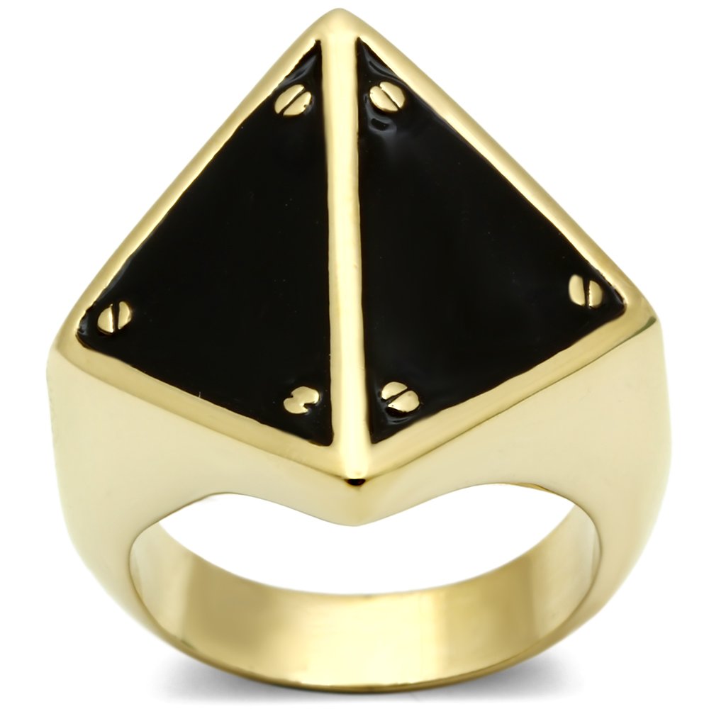 GL325 - IP Gold(Ion Plating) Brass Ring with Epoxy  in Jet-0