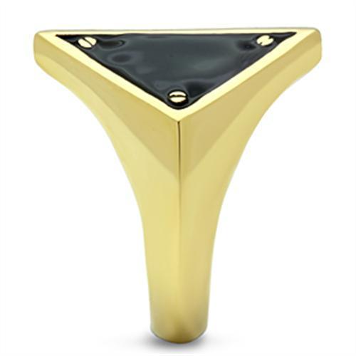 GL325 - IP Gold(Ion Plating) Brass Ring with Epoxy  in Jet-3