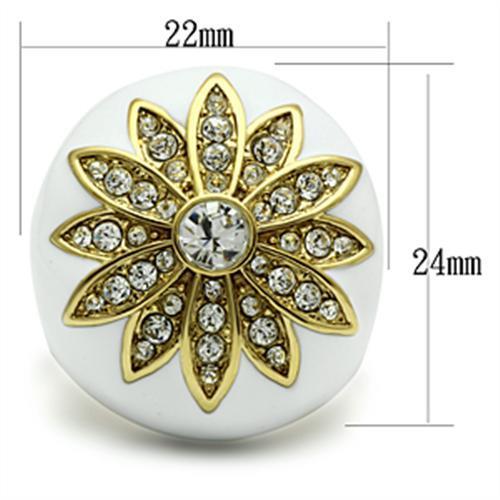 GL326 - IP Gold(Ion Plating) Brass Ring with Top Grade Crystal  in Clear-1