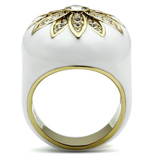 GL326 - IP Gold(Ion Plating) Brass Ring with Top Grade Crystal  in Clear-2