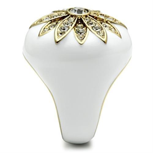 GL326 - IP Gold(Ion Plating) Brass Ring with Top Grade Crystal  in Clear-3