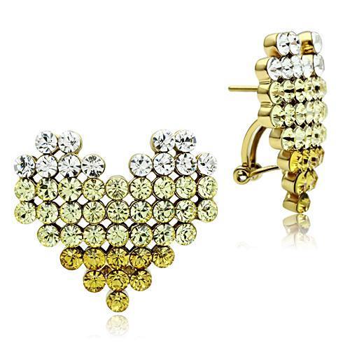 GL333 - IP Gold(Ion Plating) Brass Earrings with Top Grade Crystal  in Multi Color-1
