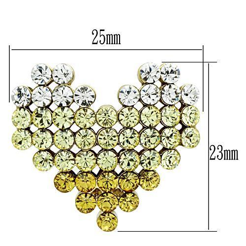 GL333 - IP Gold(Ion Plating) Brass Earrings with Top Grade Crystal  in Multi Color-2