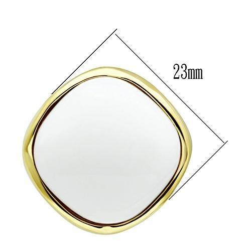 GL338 - IP Gold(Ion Plating) Brass Earrings with Synthetic Synthetic Glass in White-2
