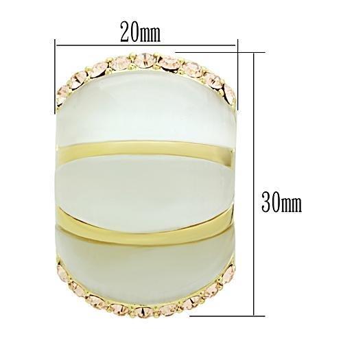 GL339 - IP Gold(Ion Plating) Brass Earrings with Synthetic Cat Eye in White-2