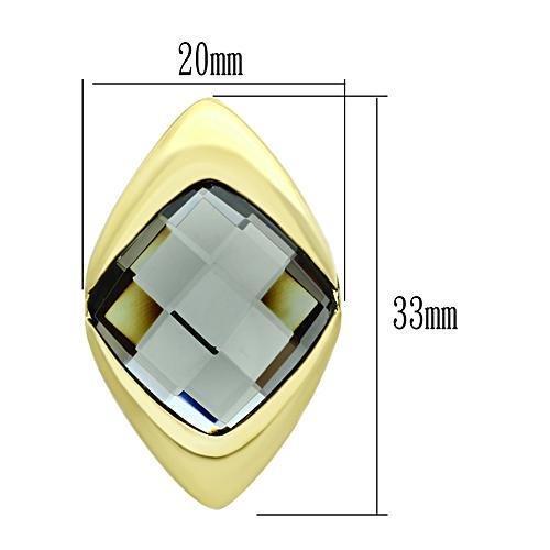 GL341 - IP Gold(Ion Plating) Brass Earrings with Synthetic Synthetic Glass in Black Diamond-2